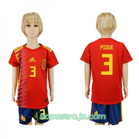 Billiga Fotbollströjor Spanien Pique 3 Barn WM 2018 Hemma tröja